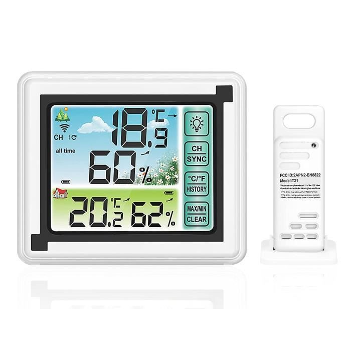 Station Météo Sans Fil Uzoli EM3403 - Capteur Intérieur/Extérieur - Prévisions, Pression, Lune - 5.8"