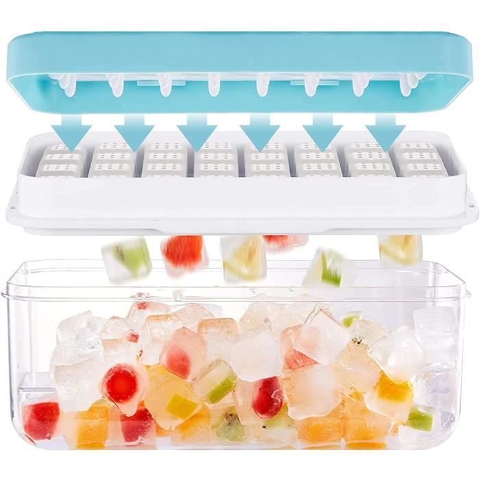 Moule Bac à Glaçons Silicone Souple Support Rigide - Bleu, Moule Glacon Silico