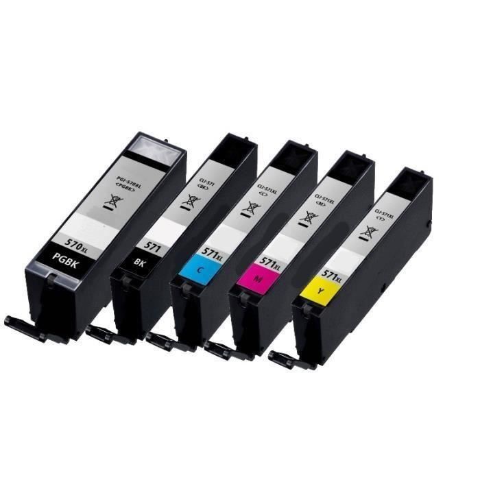 Lot De 5 Cartouches D'encre Compatible Canon - PGI570 XL Noir + CLI571 XL Couleur, Pour Imprimante TS 5050, Neuf
