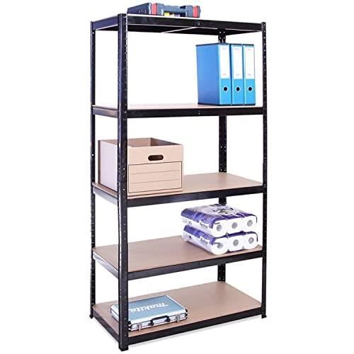 Étagère Garage G-Rack 150x75x30cm - 5 Niveaux, 875kg Capacité Totale, Noir
