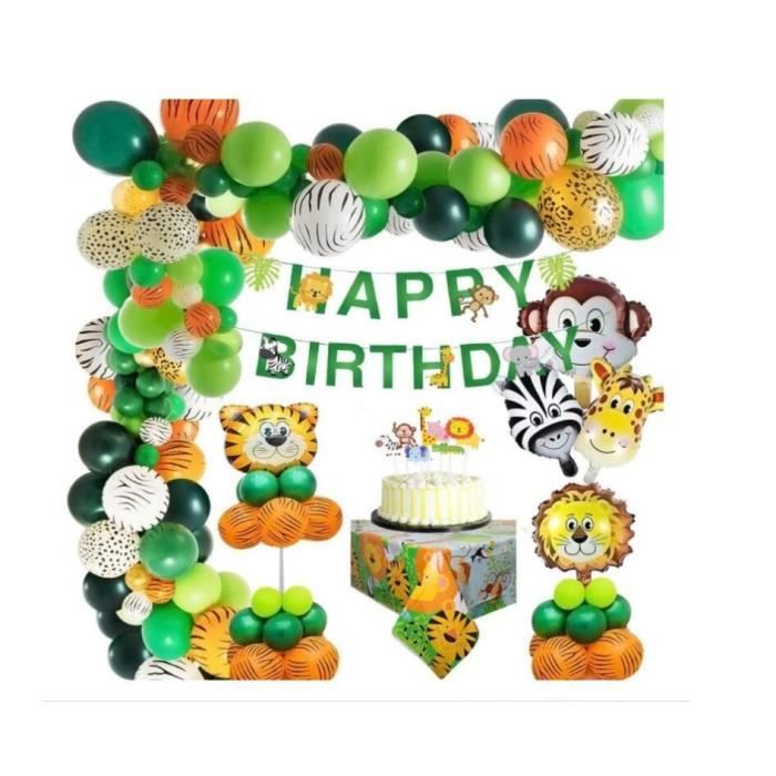 Jungle Decoration Anniversaire Garcon Safari Deco Anniversaire Banniere Joyeux Anniversaire Animaux Safari Jungle Arche Ballons Cdiscount Maison