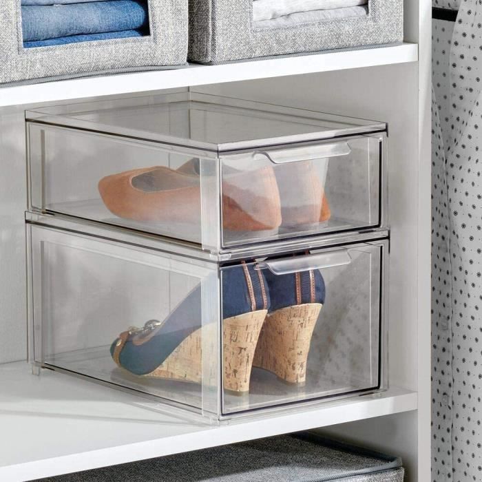 Boite de rangement avec tiroir – boite de rangement plastique solide pour  le stockage de chaussures – bac de rangement empilab[205] - Cdiscount Maison