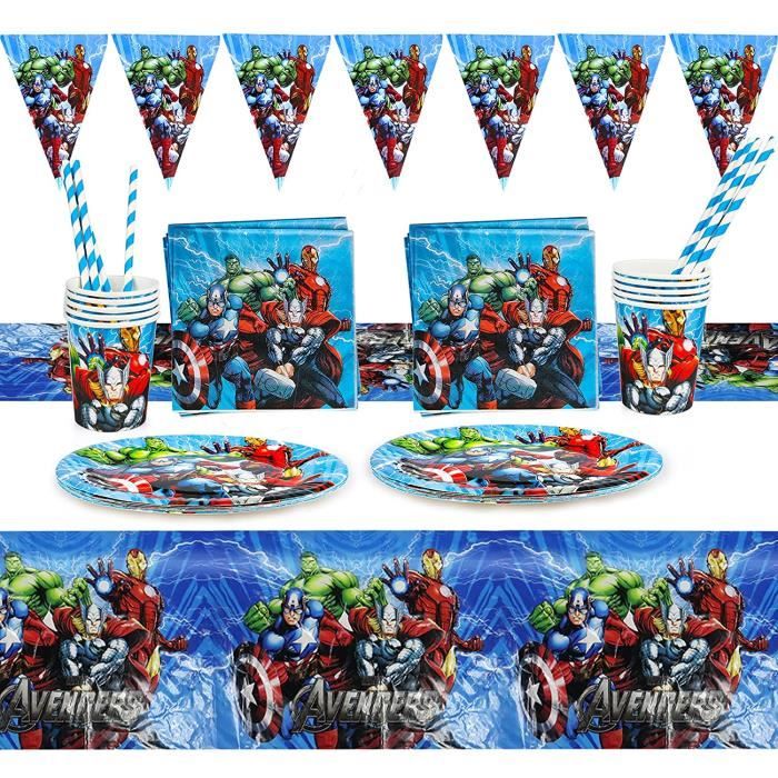 52 Pcs Vaisselle De Fete Superheros Anniversaire Vaisselle Marvel Decoration Anniversaire Avengers Spiderman Decoration Table 477 Cdiscount Maison