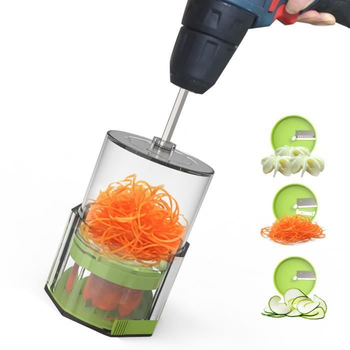 Vert - Coupe légumes en spirale 3 en 1, râpe à pommes de terre, concombre,  carotte, pour perceuse électrique - Cdiscount Maison