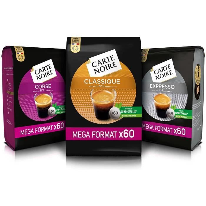Carte Noire Cafe En Dosettes Compostables Compatibles Senseo Assortiment 3 Lots Corse Classique Expresso 3 Paquets De 60 Dosette Cdiscount Au Quotidien