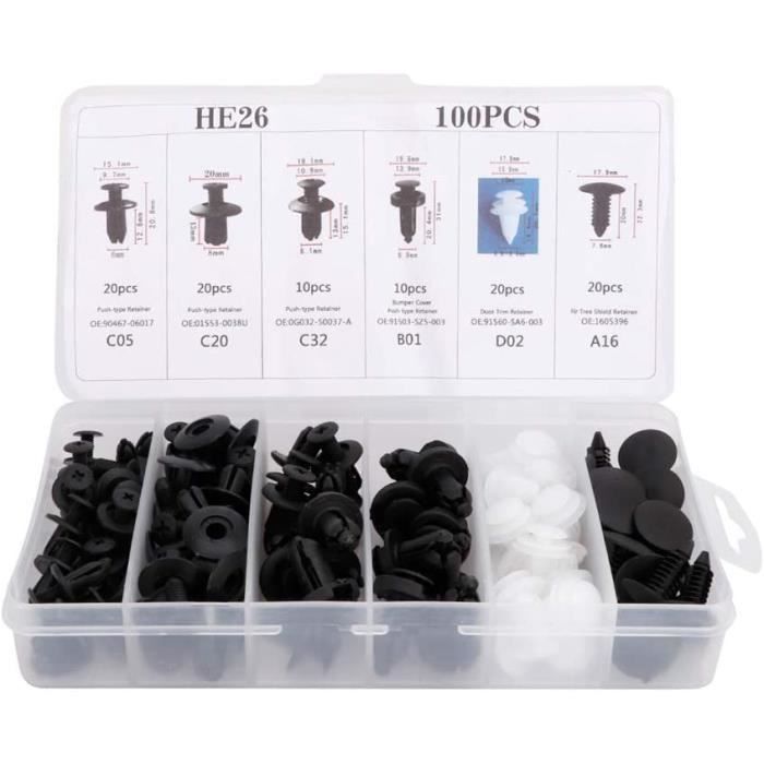 50 Rivets Plastique Pour Voiture – Fixations Pare-chocs, Ailes, Portières – Compatible Peugeot, Citroën, Renault - 10