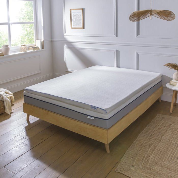 Surmatelas 160x200cm Mémoire de forme Accueillant 5cm - Tissu Déhoussable Respirant 3D mesh et bambou - BLEU CALIN Surmatelas 160x200cm Mémoire de forme Accueillant 5cm - Tissu Déhoussable Respirant 3D mesh et bambou - BLEU CALIN