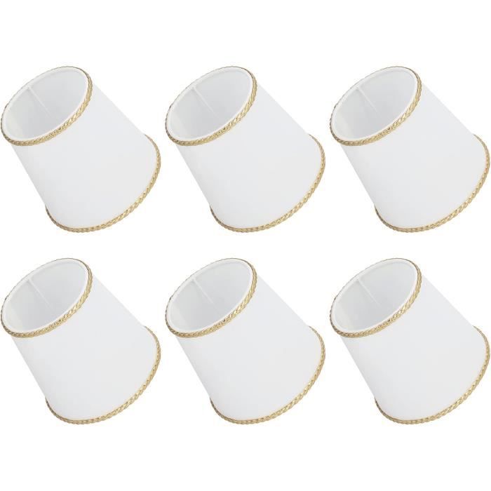 Lot De 6 Abat-jour Cylindriques En Lin Naturel - À Pince Pour Ampoules E14/E27 - Pour Lustres, Appliques, Lampes De Table - 14x14x13 Cm