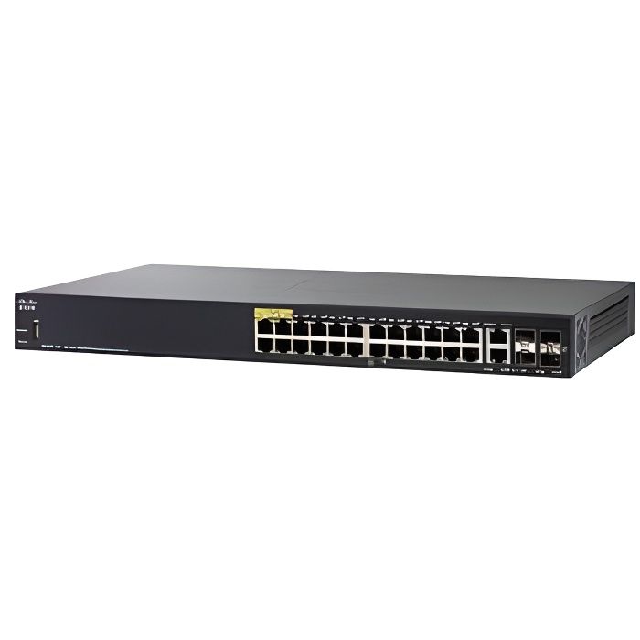 Switch Gigabit Cisco Small Business SG350-28P manageable 24 ports 10-100-1000 PoE+ (195W) avec 2 ports combo Gigabit -SFP et 2