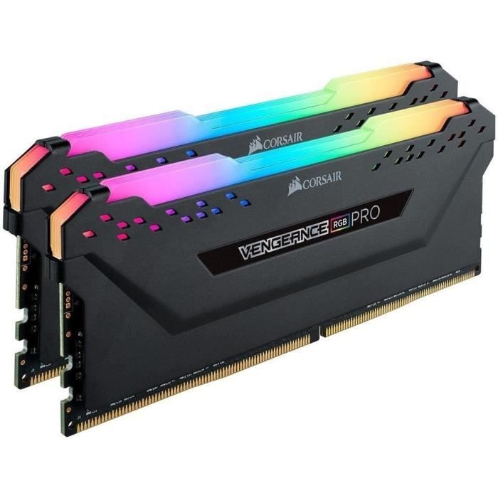 Vente Memoire PC CORSAIR Mémoire PC DDR4 - Vengeance RGB Pro 16 Go (2 x 8 Go) - 3200 MHz - CAS 16 - LED RGB (CMW16GX4M2C3200C16) pas cher