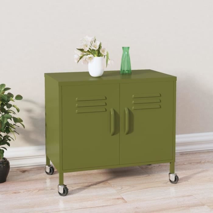 panier - casier - corbeille - cube - armoire de rangement vert olive 60x35x56 cm acier - dio7380740313381