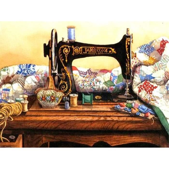 Pavemlo 5D DIY Diamond Painting Kits Machine à Coudre Rétro