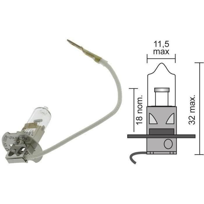Ampoule Halogène 12V - 100W modèle H3 - L'utilisation de cette ampoule est strictement interdit pour