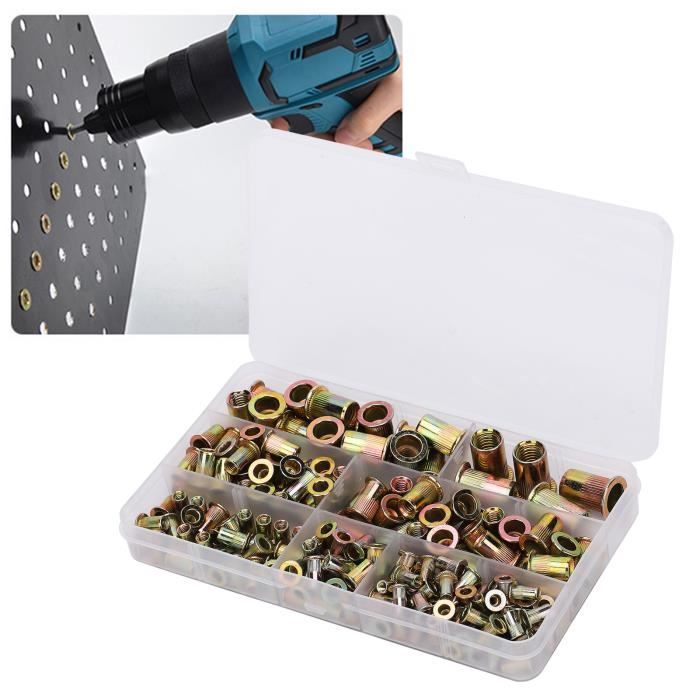 JIE Écrou À Riveter Jeu D'Écrous À Rivets Plaqués Zinc, 200 Pièces ...