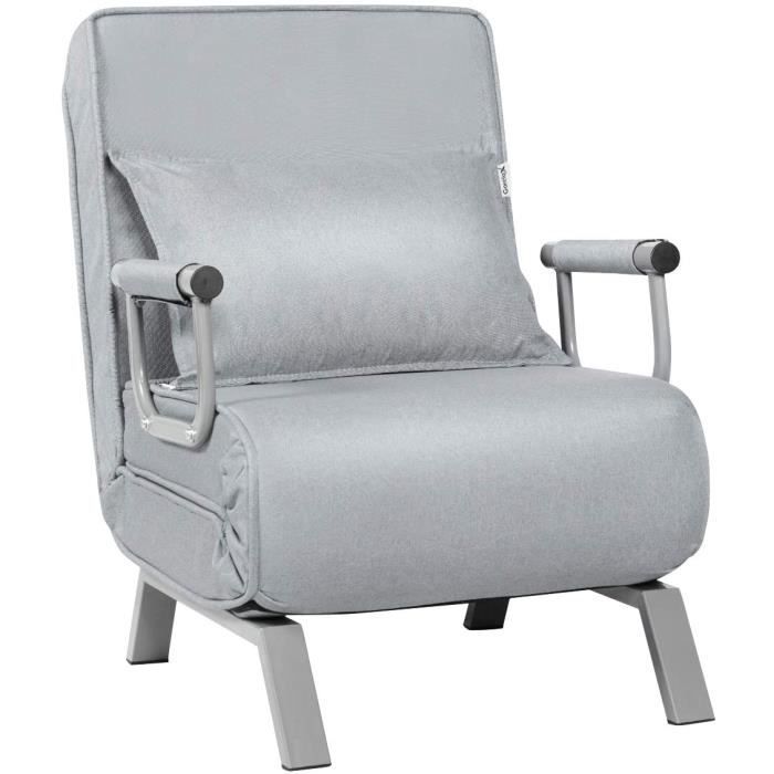 Canapé-lit Convertible 3-en-1 - Dossier 6 Positions, Housse Velours, Charge 90 Kg, Dimensions Variables