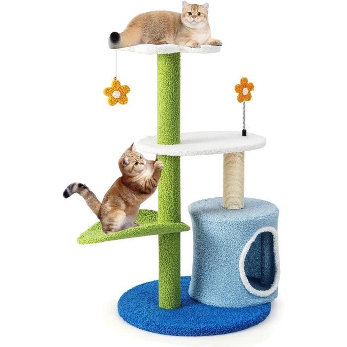 Meilleurs prix pour GOPLUS Arbre à Chat, 87 CM, avec Colonne à Gratter en Sisal, Perchoirs et Condo en Peluche Confortable, Multicolore