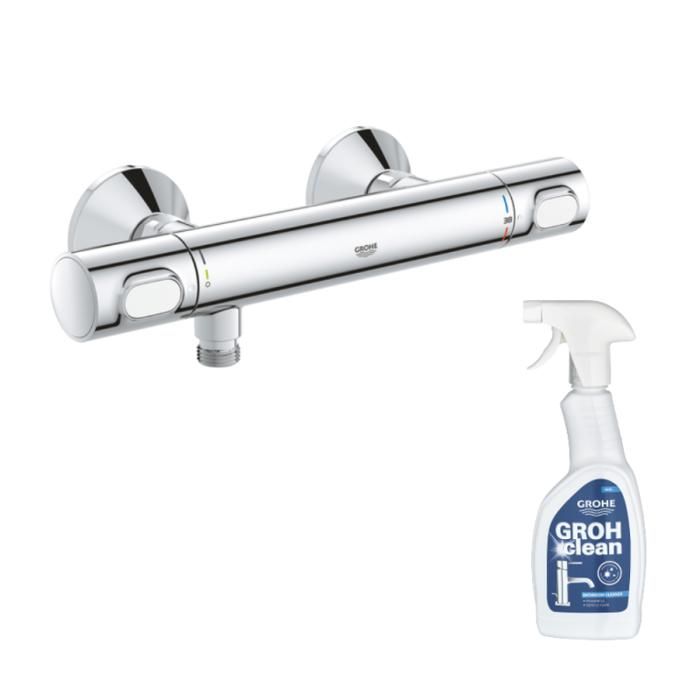 Grohe Mitigeur douche thermostatique Quickfix Precision Flow + nettoyant GrohClean