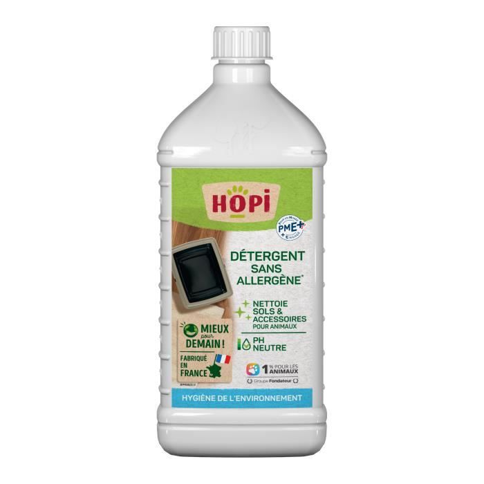 Détergent Sans Allergènes HOPI - Nettoie et Désinfecte toutes les Surfaces Sols et Accessoires animaux - Fabriqué en France