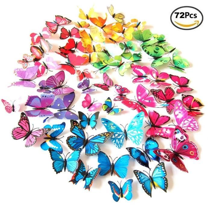 12 Pcs 3D Papillon Art Autocollant Décoration Maison PVC Papillons Mural Autocollants 135