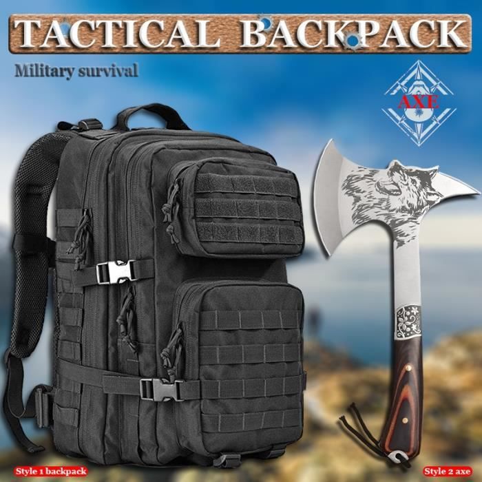 Sac a dos etanche en Nylon de survie militaire sac a dos tactique hache de chasse en plein air Viking Tomahawk Cdiscount Sport