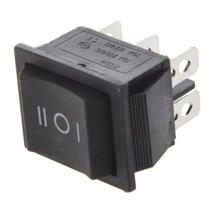 Interrupteur à Bascule 6 Broches 16A 250V Avec Couvercle étanche IP65 - Noir, Pour Armoire électrique