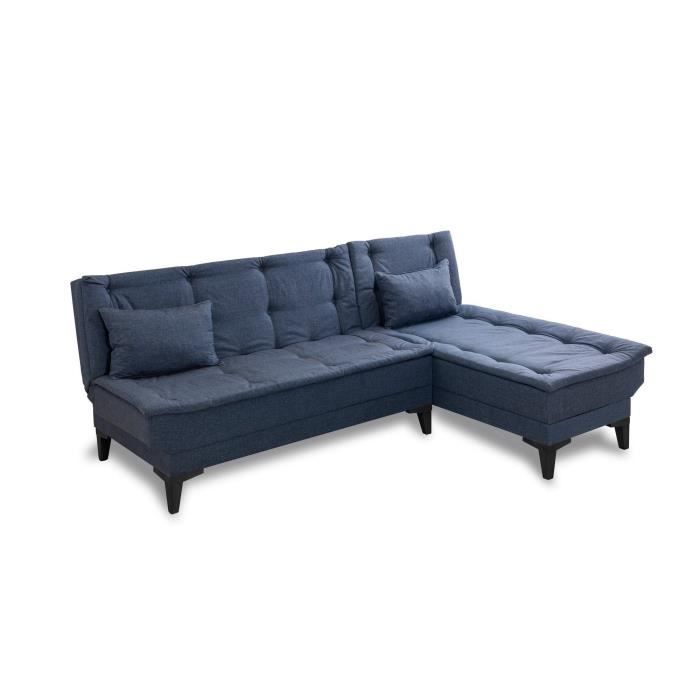 Canapé d'angle Bleu Tissu Confort