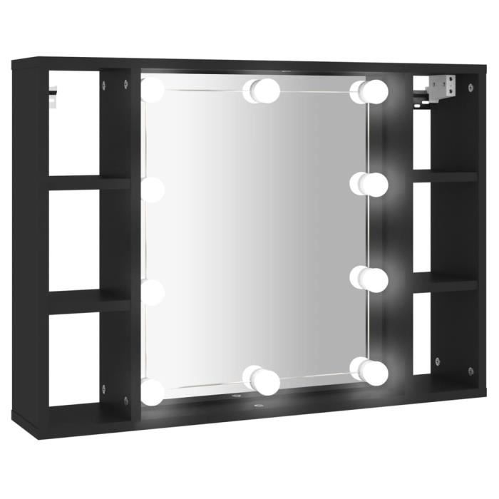 Armoire à miroir - MOTHINESSTO - YY17111 - Noir - LED - 76x15x55 cm