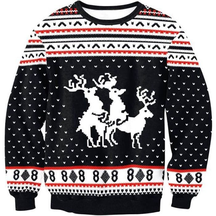 Generisch Pull Décontracté Tendance Avec Imprimé De Noël Pour Homme En Hiver, Rouge, XL