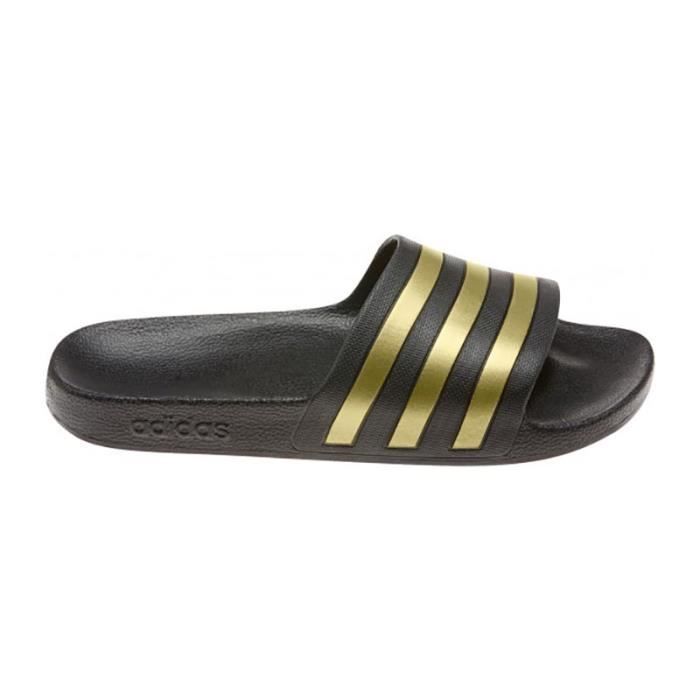 Claquette Adidas - Noir - Bandes dorées - Design slip-on - Adulte