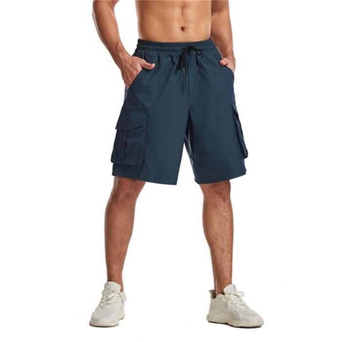 Shorts de travail multi-poches pour hommes Pantalons de jogging coupe ample Athletic Five Bleu
