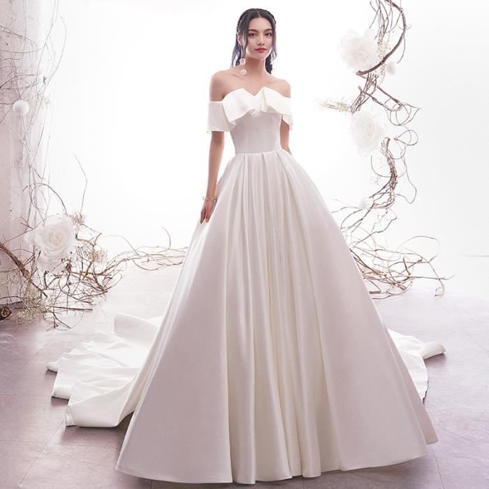 Robe de mariage en satin 2019 Bride fran aise Hepburn Simple