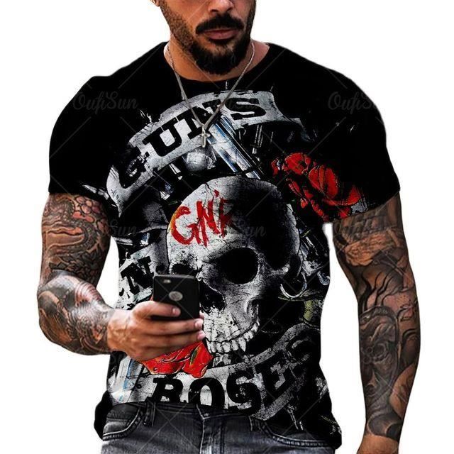 T-shirt Homme Muscle Manches Courtes Impression 3D Drôle - Coupe Ventre Nu Décontracté - Tendance Fantaisie - 4