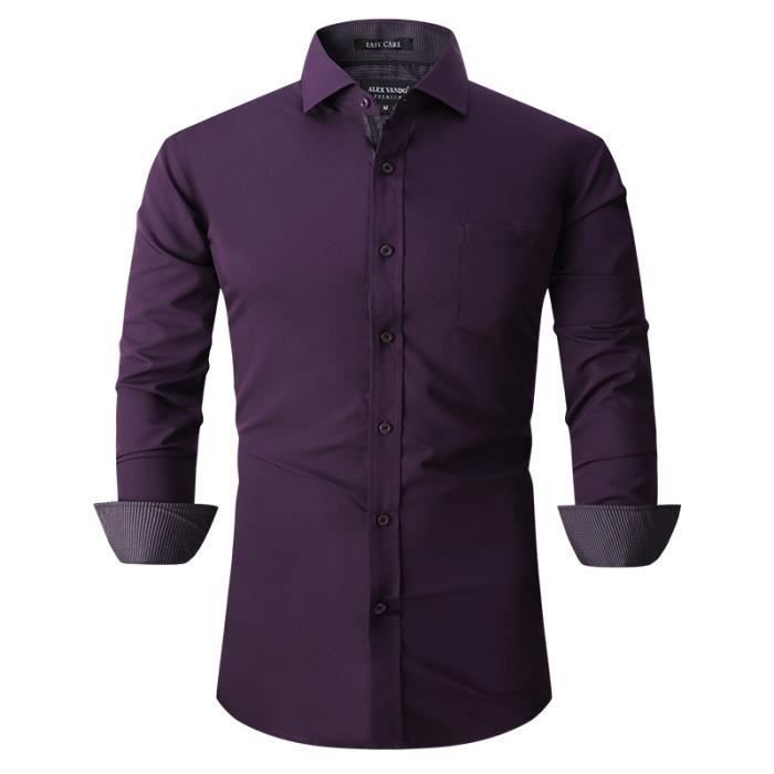 Chemise Homme Business Violet INSFITY Coupe standard Manches longues Col chemise