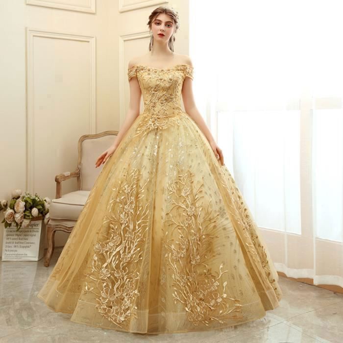 Robe de mariee Non specifie Sans bretelles Broderie doree Couleur or Pour femme Or Cdiscount Pret a Porter