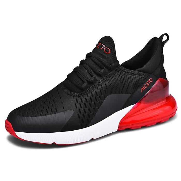 INSFITY Baskets Mode Respirante Homme-Femme INSFITY - Lacets - Coussin dAir - Noir/Rouge/Blanc