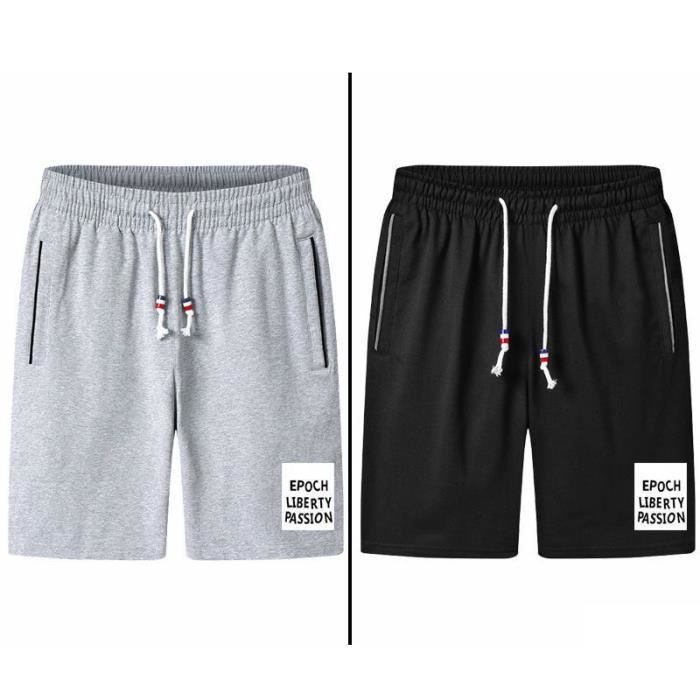 Lot de 2 Short Homme Marque Luxe Beach Bermuda Hommes Pantacourt homme  Sport Shorts homme Vêtement Masculin CZ™ - noir + gris clair