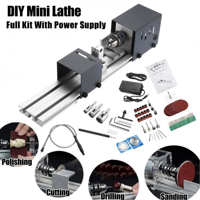 DC24V 96W 0.6-6mm Mini Rotatif Tour à bois Machine DIY Polissage Coupe Gravure