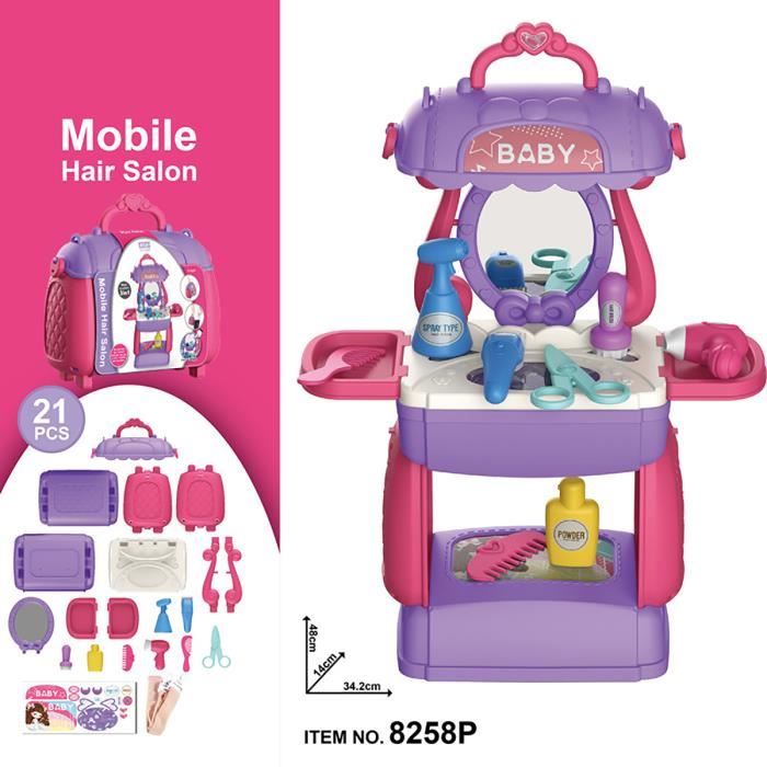 Unique V Jeux D Imitation Kit 21pcs Coiffeur Salon Sac Portable Cadeau No L Cdiscount Jeux Jouets