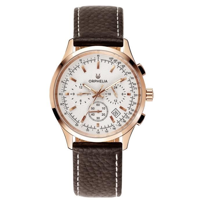 ORPHELIA - Montre Hommes - Quartz - Multi-Cadrans - Bracelet en Cuir - Marron - OR81703