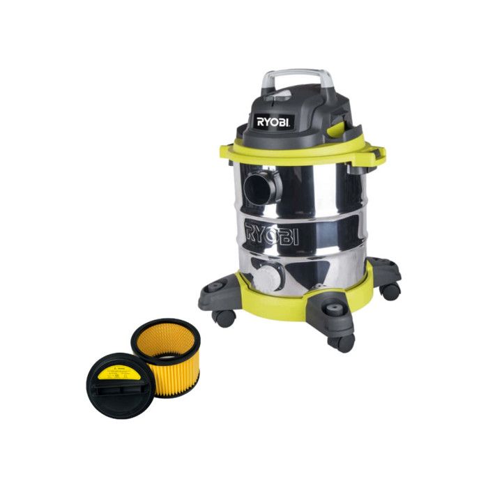 Aspirateur Eau et Poussière Ryobi RVC-1220I-G – 1250W 20L Filtre de Rechange