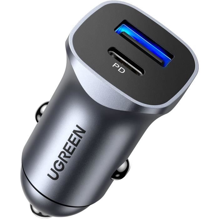 Chargeur Allume-cigare 2 Ports USB Avec LED Bleue - Pour IPhone, IPad, Android - Neuf