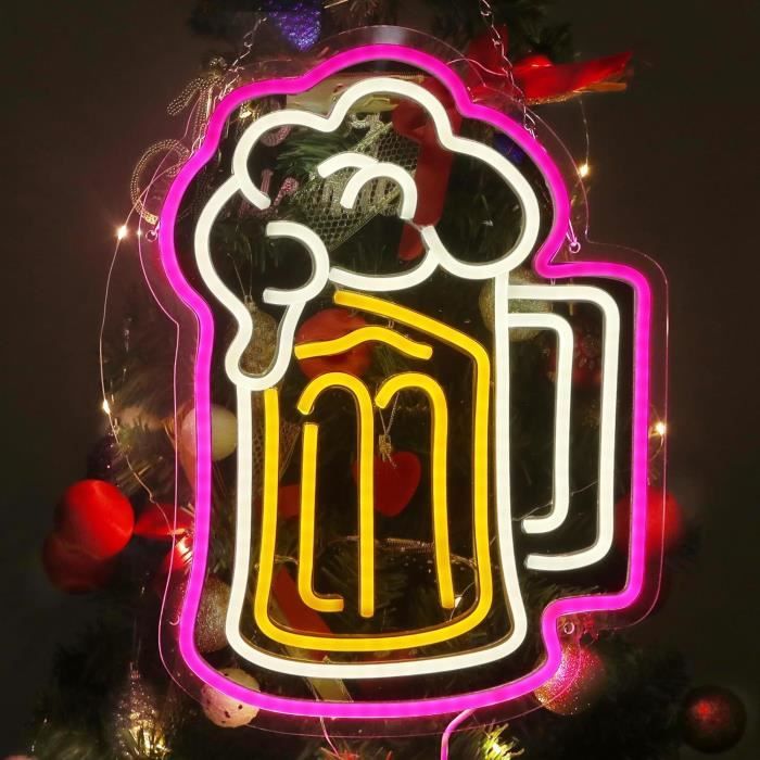 Enseigne Lumineuse LED Intérieur "BIÈRE" En Bois Avec Batterie 9 800 MAh - Fabrication Française