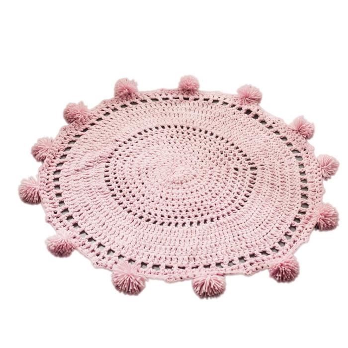 Tapis Fait Main Tricote A La Main De Decoration Pour La Maison De Tapis De Bebe Au Crochet Bebe 80cm Rose Cdiscount Maison