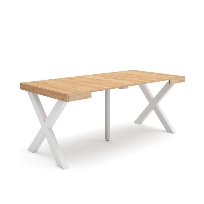 Table console extensible 180x90x72 6cm Pour 8 personnes Pieds bois massif Chêne RF2765