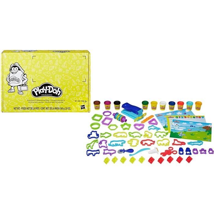Coffret École Play-Doh – 10 Pots De Pâte, 50 Accessoires, Tapis Et Outils – Dès 3 Ans – Jeu Créatif