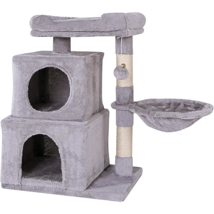 Arbre à Chat PawHut 74 Cm Avec Niche Et Panier | Griffoir Sisal, Pompon, Revêtement Peluche Et Quenouille | Design Cosy Beige