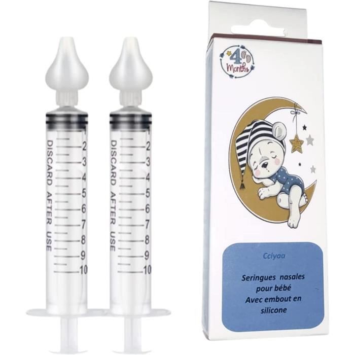 Mouche bebe seringue, 2 pièces de seringues professionnelles Irrigateur  nasal pour bébé Dispositif avec embout d'aspiration nasale en silicone  nettoyable et réutilisable seringue nasale bebe : : Bébé et  Puériculture