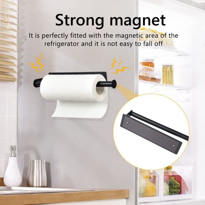 Porte Sopalin Magnétique Noir - Pour Réfrigérateur Et Surfaces Métalliques - Sans Perçage 28.5cm