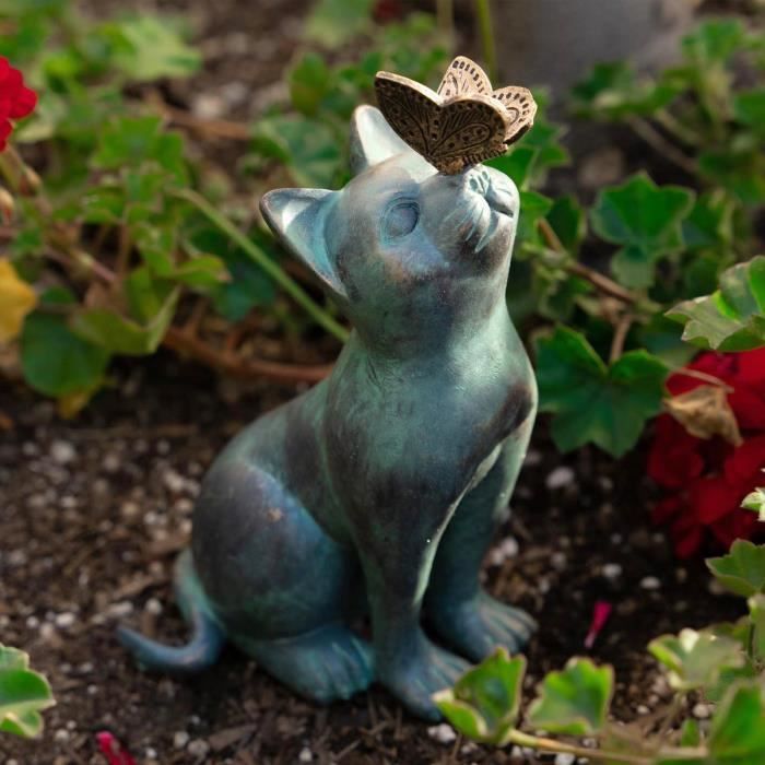 Figurine De Sculpture En Pierre De Chat Noir, Ornement De