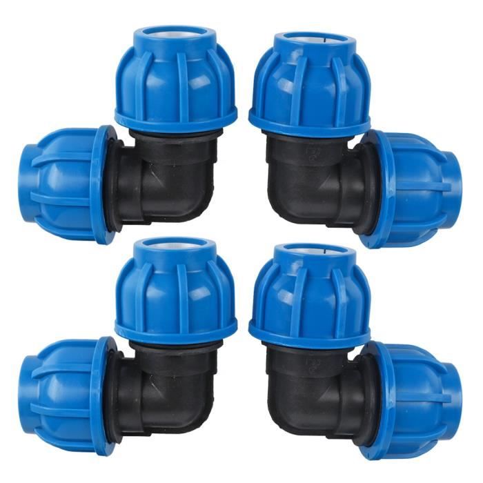 Adaptateur Coudé En Plastique PE 32mm à 32mm - Lot De 4 Connecteurs Raccords Tuyau D'Eau, Résistant Haute Pression